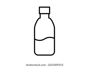 Black icon of a bottle with a drink