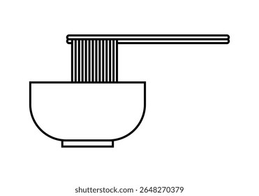 Black icon of a bowl with noodles and chopsticks