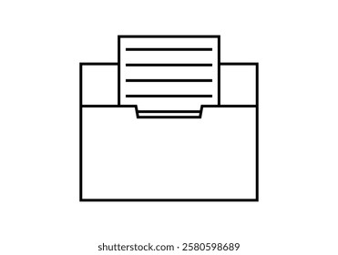 Black icon of box with written document