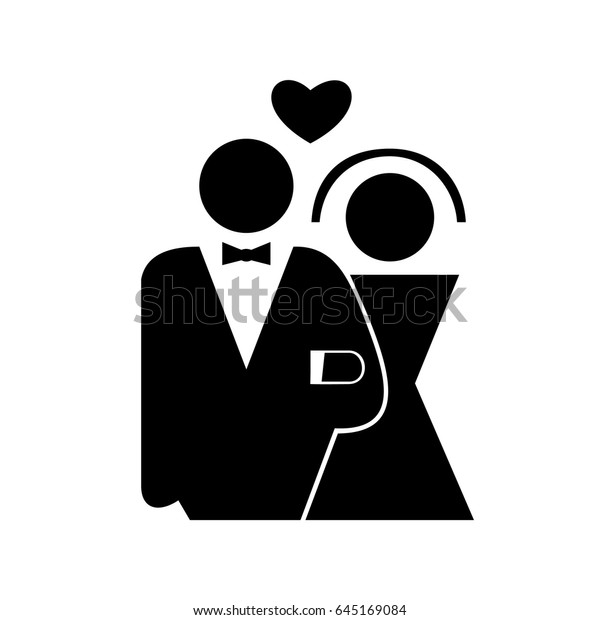 Black Icon Bride Groom Minimalistic Style Stock Vector (Royalty Free ...