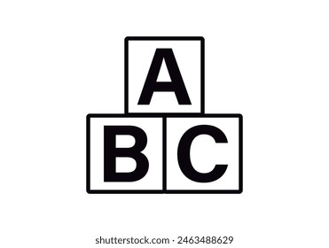 Black icon of building blocks with letter a, b and c.