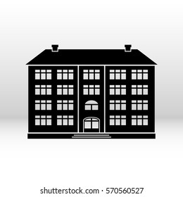 Black icon building for your web design. Vector silhouette in flat style on white background. 