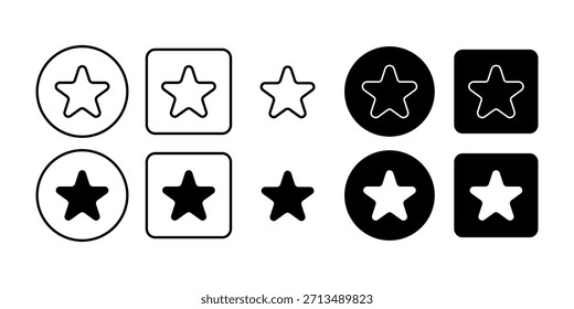 Black icon bundle featuring star symbols representing rating, favorite, and achievement visuals for digital and creative use.