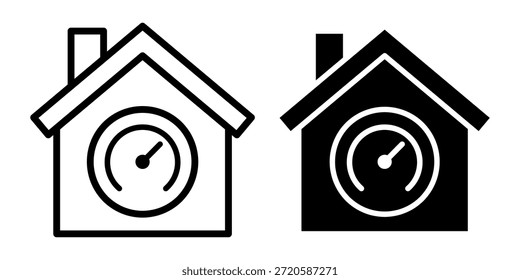 Icono negro Paquete de símbolos de inicio con Elementos de velocímetro ideal para paneles de rendimiento y herramientas de monitoreo.