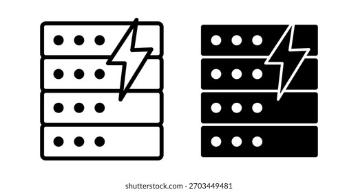 A black icon bundle representing energy-related server elements for power management and efficient digital operations.