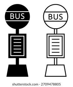 El icono negro de la parada de autobús