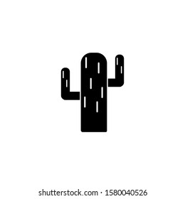 Black icon of cactus isolated vector illustration on white background.