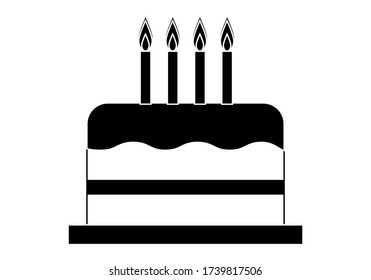 Black icon of a cake with candles.