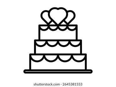 Black icon of a cake with hearts