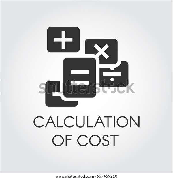 コストと会計部門のコンセプトを計算する黒いアイコン シンボルの見積もり額 借方と貸方の処理フラットデザインで描画されたラベル のベクター画像素材 ロイヤリティフリー