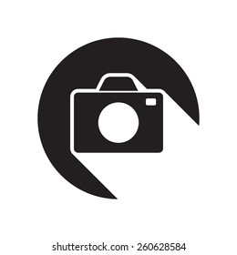 black icon with camera and white stylized shadow