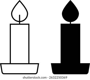 Ícone preto de uma vela