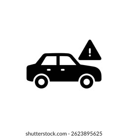 Black Icon of Car with Open Door Alert