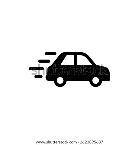 Black Icon of Car Speeding Alert Symbol Representing Vehicle Speed Warning