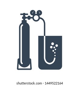 black icon carbonation, aeration water, liquid, gas cylinder
