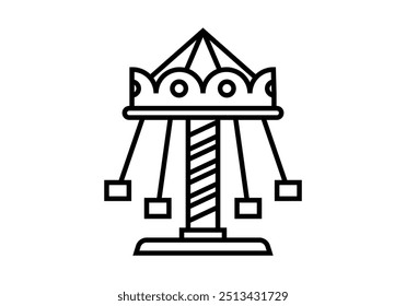 Black icon of carousel or merry-go-round