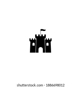 Black icon castle sign. Vector illustration eps 10.