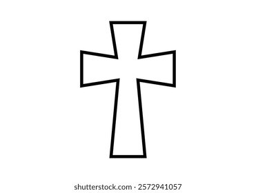 Black icon of Christian cross or crucifix on white background