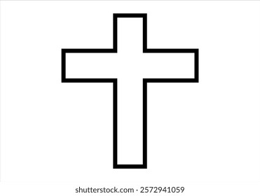 Black icon of Christian cross or crucifix on white background