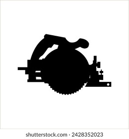 Black icon of circular saw and handle isolated on white background