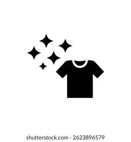 Icono negro de brillo limpio que se cierne sobre la ropa