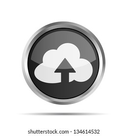 Black icon with cloud and arrow on a white background