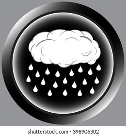 Black icon cloud with heavy rain
