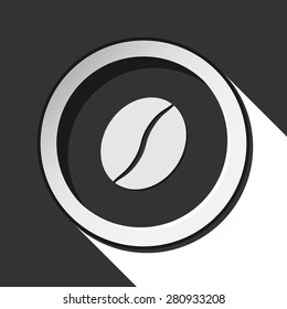 black icon with coffee bean and white stylized shadow