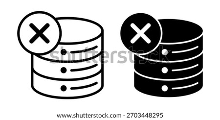 A black icon collection focused on database delete actions for cleaning records and maintaining digital systems.