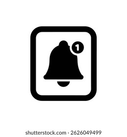 Icono negro de un App de comunicación con campana de notificación