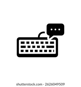 Black Icon of a Computer Keyboard with Speech Bubble
