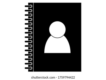 Black icon of a contact book.
