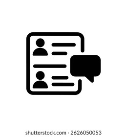 Black Icon of Contact List with Chat Bubble Display