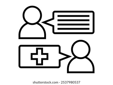 Black icon of conversation between patient and doctor