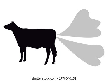 Black Icon Of A Cow Expelling Gases.