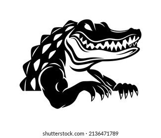 Black icon crocodile alligator on white background.