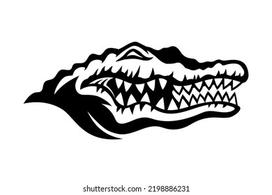 Black icon crocodile alligator on white background.	