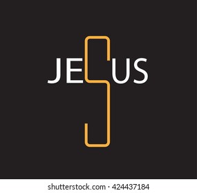 Black icon with the cross of Christ.