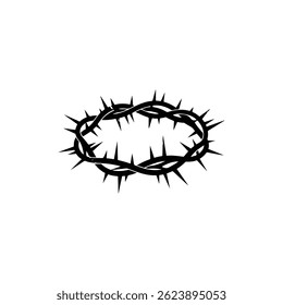 Ícone Preto da Coroa de Espinhos com Preenchimento Preto Bagunçado Representando Sofrimento ou Sacrifício