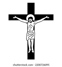 Black Icon Crucifixion Christ On Cross Stock Vector (Royalty Free ...