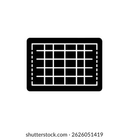 Black Icon of Cutting Mat with Grid Lines Top View