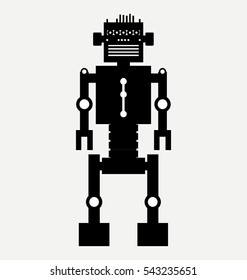 black icon cyborg, retro robot, vector robot silhouette 