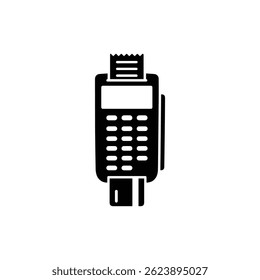 Black Icon of Debit Card Swipe Machine in Top-Down View for Payments