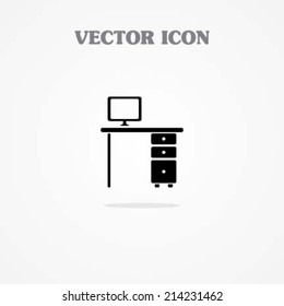Black icon of desk