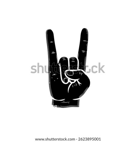 Black Icon of Devil Horns Hand with Grunge Layered Fill