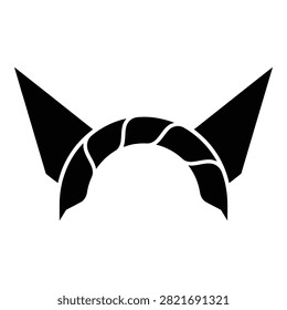 A black icon of devil horns on a white background, symbolizing evil or mischief