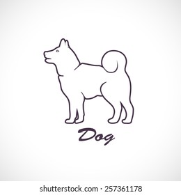 Black icon of the dog on white background, illustration.