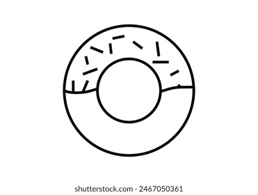 Black icon of donut with glaze.