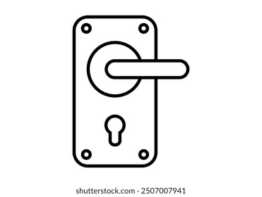 Black icon of door handle with lock