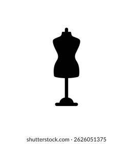Ícone preto do manequim de forma de vestido no suporte com design mínimo